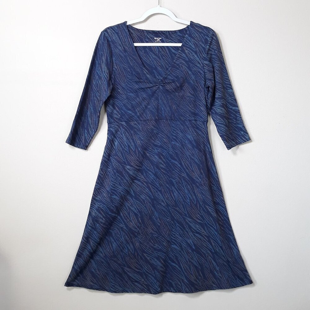Horny Toad Blue Patterned V-Neck A-Line Dress